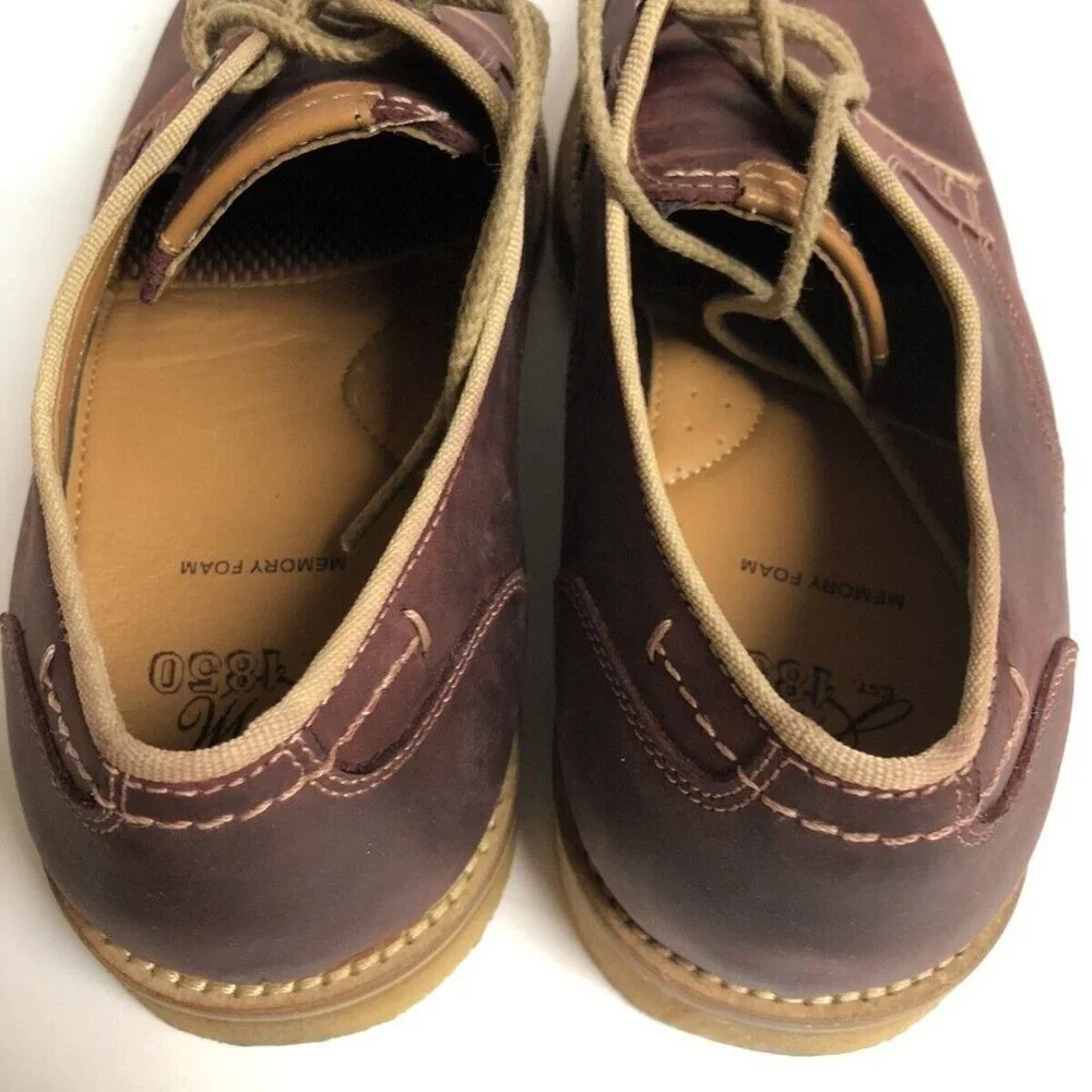 Johnston Murphy Howell Plain Toe Merlot Oiled Leather 9.5 M Mens